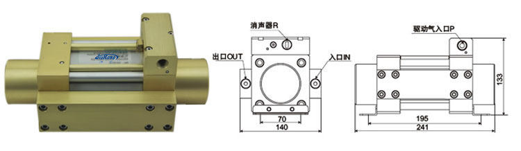 單驅(qū)動頭雙作用氣液增壓泵外形尺寸說明